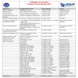 
Schedule of activitities Students Week Spring 2025 